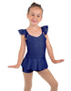 Solid Lycra Camisole Flutter Sleeve Biketard w Peplum