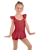 Solid Lycra Camisole Flutter Sleeve Biketard w Peplum