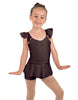Solid Lycra Camisole Flutter Sleeve Biketard w Peplum
