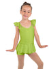 Solid Lycra Camisole Flutter Sleeve Biketard w Peplum