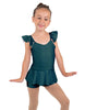 Solid Lycra Camisole Flutter Sleeve Biketard w Peplum