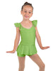 Solid Lycra Camisole Flutter Sleeve Biketard w Peplum