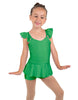 Solid Lycra Camisole Flutter Sleeve Biketard w Peplum