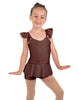 Solid Lycra Camisole Flutter Sleeve Biketard w Peplum