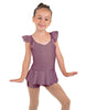 Solid Lycra Camisole Flutter Sleeve Biketard w Peplum