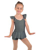 Solid Lycra Camisole Flutter Sleeve Biketard w Peplum