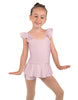 Solid Lycra Camisole Flutter Sleeve Biketard w Peplum