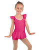 Solid Lycra Camisole Flutter Sleeve Biketard w Peplum