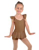 Solid Lycra Camisole Flutter Sleeve Biketard w Peplum