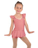 Solid Lycra Camisole Flutter Sleeve Biketard w Peplum