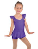 Solid Lycra Camisole Flutter Sleeve Biketard w Peplum