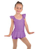 Solid Lycra Camisole Flutter Sleeve Biketard w Peplum