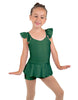 Solid Lycra Camisole Flutter Sleeve Biketard w Peplum