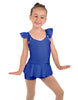 Solid Lycra Camisole Flutter Sleeve Biketard w Peplum
