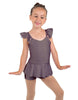Solid Lycra Camisole Flutter Sleeve Biketard w Peplum