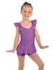 Solid Lycra Camisole Flutter Sleeve Biketard w Peplum