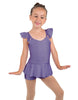 Solid Lycra Camisole Flutter Sleeve Biketard w Peplum