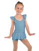 Solid Lycra Camisole Flutter Sleeve Biketard w Peplum