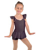 Solid Lycra Camisole Flutter Sleeve Biketard w Peplum