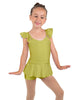Solid Lycra Camisole Flutter Sleeve Biketard w Peplum