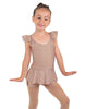 Solid Lycra Camisole Flutter Sleeve Biketard w Peplum