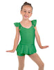 Solid Lycra Camisole Flutter Sleeve Biketard w Peplum