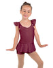 Solid Lycra Camisole Flutter Sleeve Biketard w Peplum