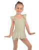 Solid Lycra Camisole Flutter Sleeve Biketard w Peplum