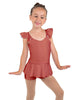 Solid Lycra Camisole Flutter Sleeve Biketard w Peplum