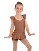 Solid Lycra Camisole Flutter Sleeve Biketard w Peplum