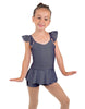 Solid Lycra Camisole Flutter Sleeve Biketard w Peplum