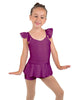 Solid Lycra Camisole Flutter Sleeve Biketard w Peplum