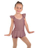 Solid Lycra Camisole Flutter Sleeve Biketard w Peplum