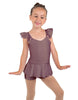 Solid Lycra Camisole Flutter Sleeve Biketard w Peplum