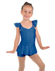 Solid Lycra Camisole Flutter Sleeve Biketard w Peplum