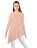 Solid Lycra LS T Neck Tunic Asymetric Skirt