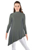 Solid Lycra LS T Neck Tunic Asymetric Skirt