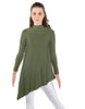 Solid Lycra LS T Neck Tunic Asymetric Skirt