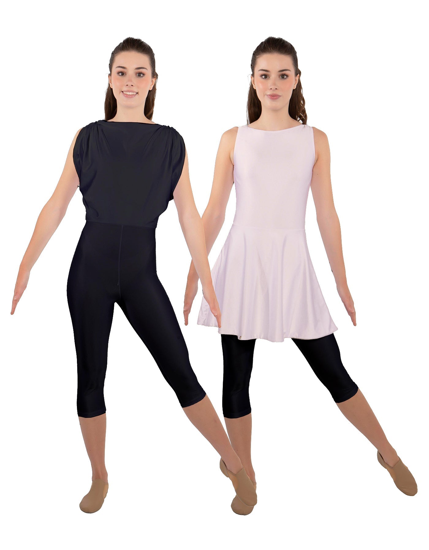 Solid Lycra Convertible Dress Tank Capri