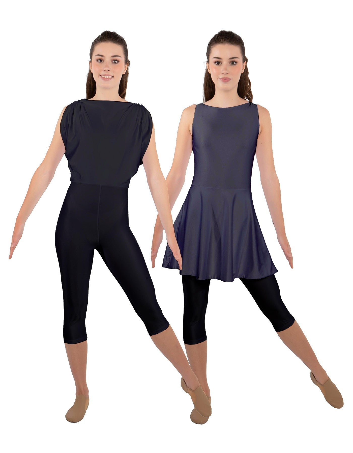 Solid Lycra Convertible Dress Tank Capri