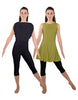 Solid Lycra Convertible Dress Tank Capri