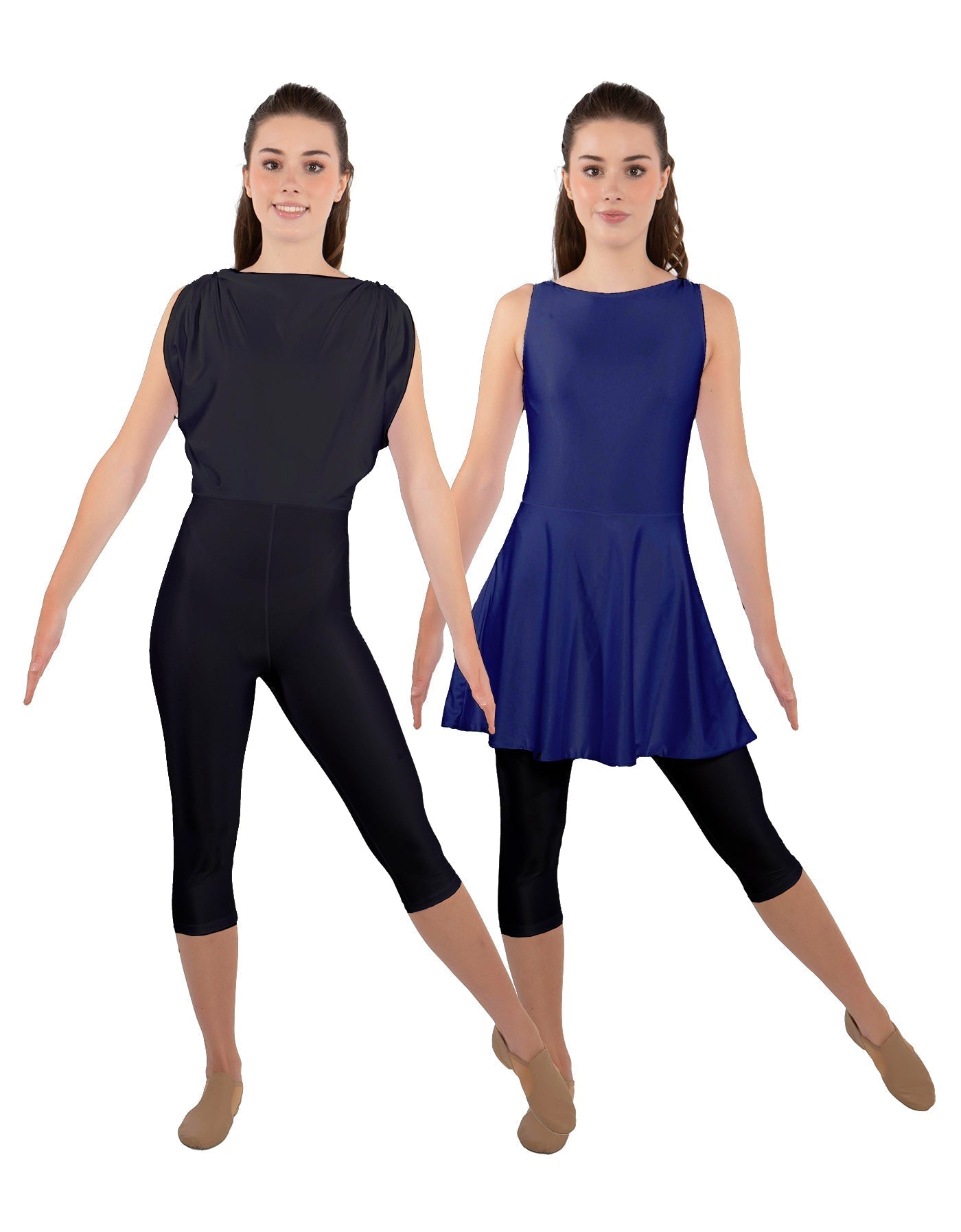 Solid Lycra Convertible Dress Tank Capri