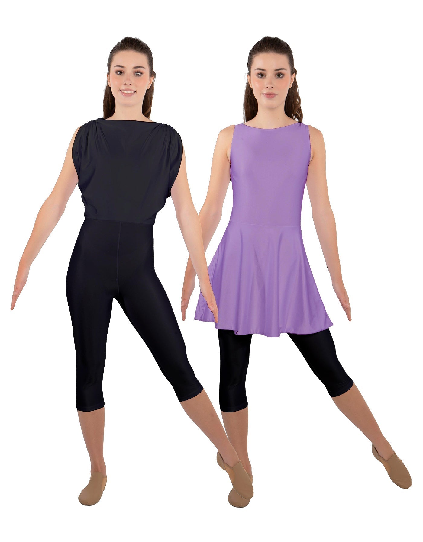 Solid Lycra Convertible Dress Tank Capri