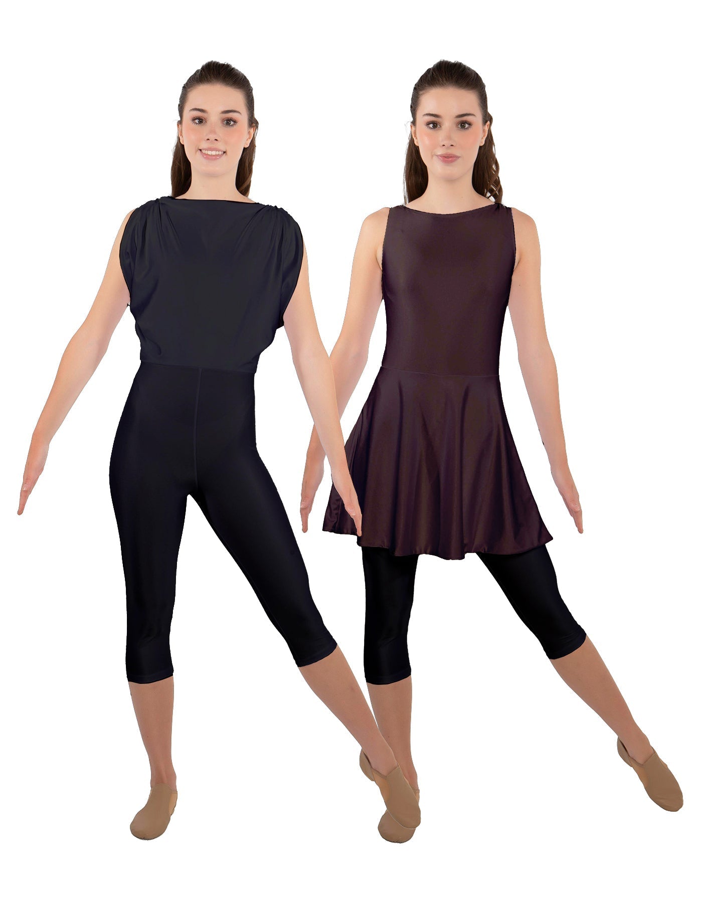 Solid Lycra Convertible Dress Tank Capri
