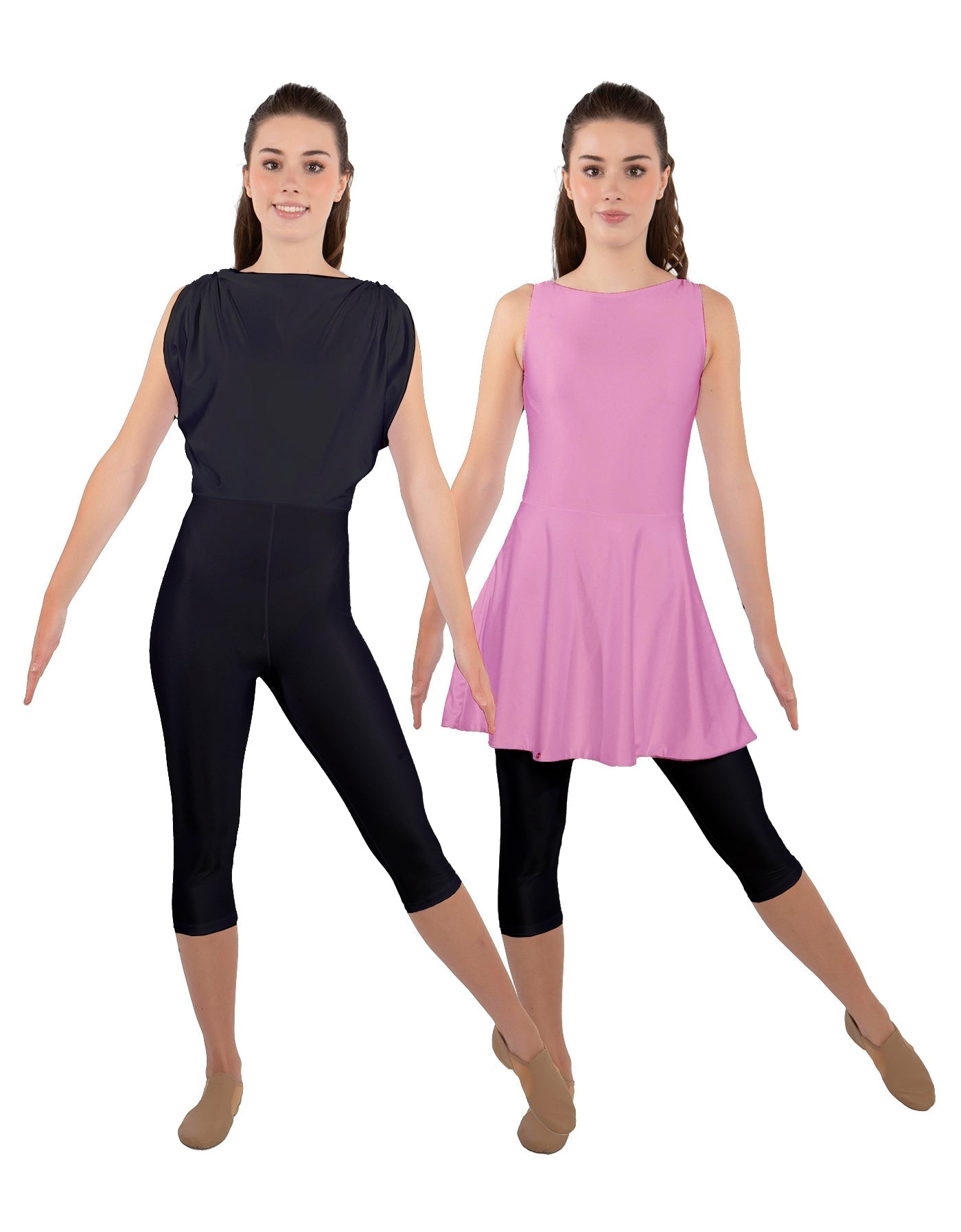 Solid Lycra Convertible Dress Tank Capri