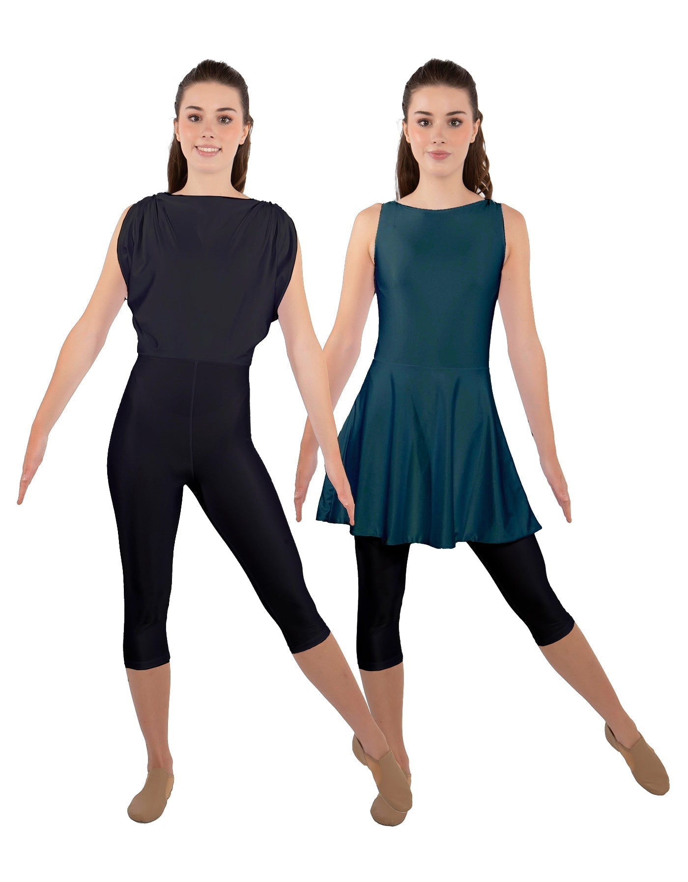 Solid Lycra Convertible Dress Tank Capri