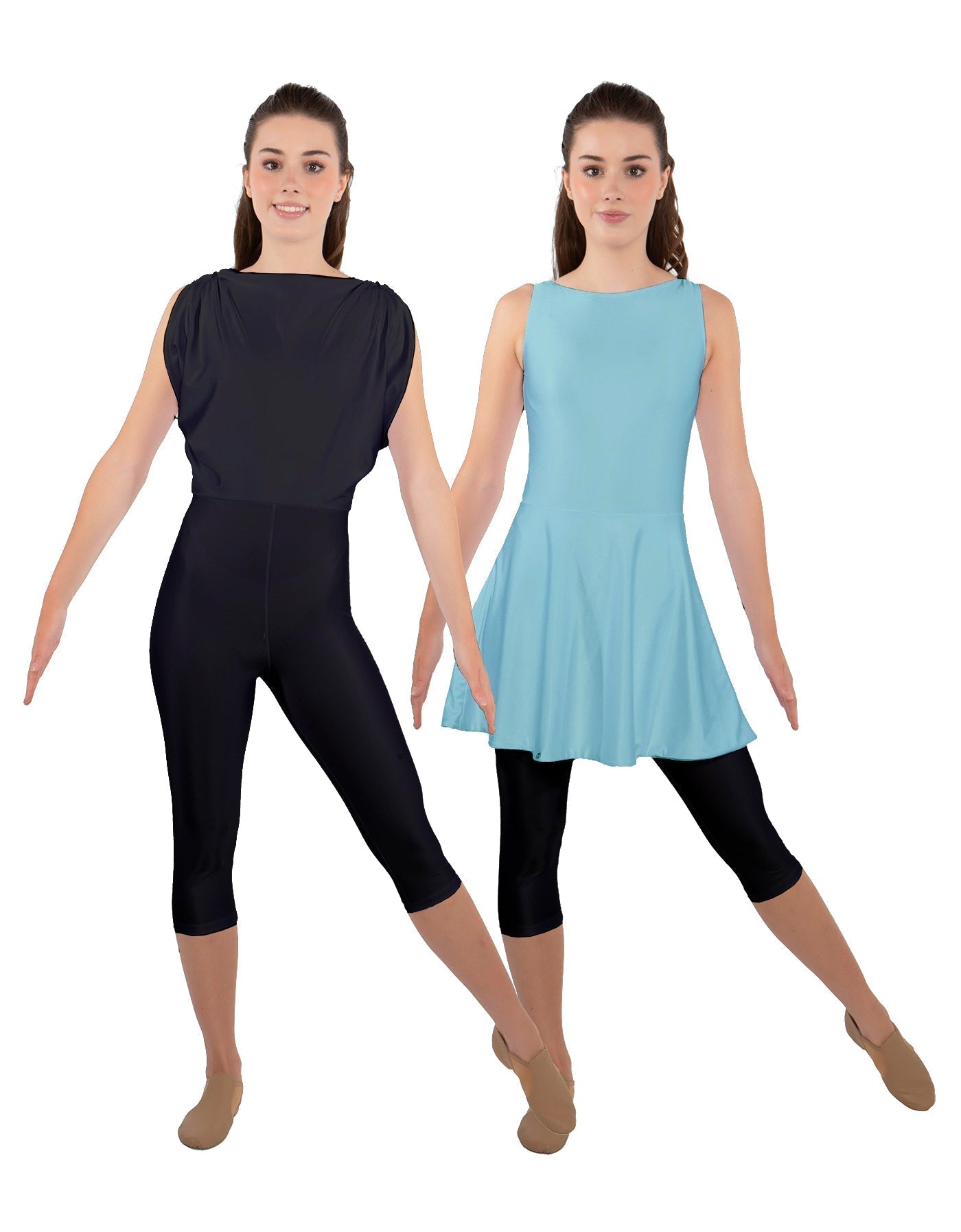 Solid Lycra Convertible Dress Tank Capri