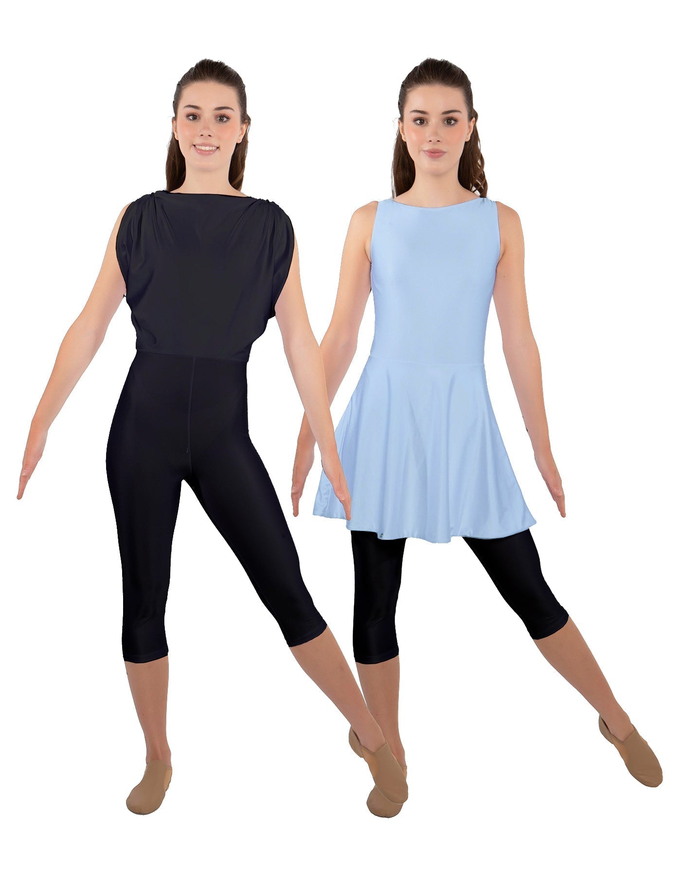 Solid Lycra Convertible Dress Tank Capri