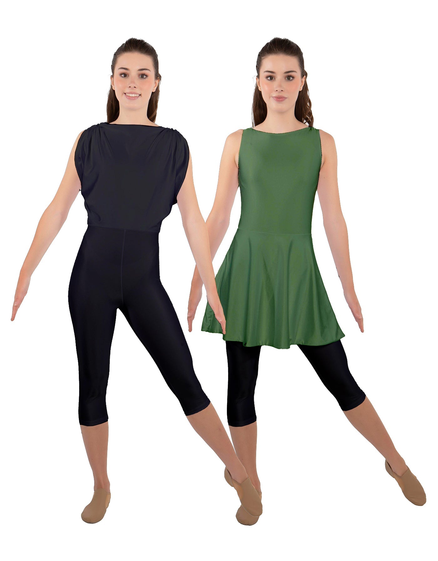 Solid Lycra Convertible Dress Tank Capri