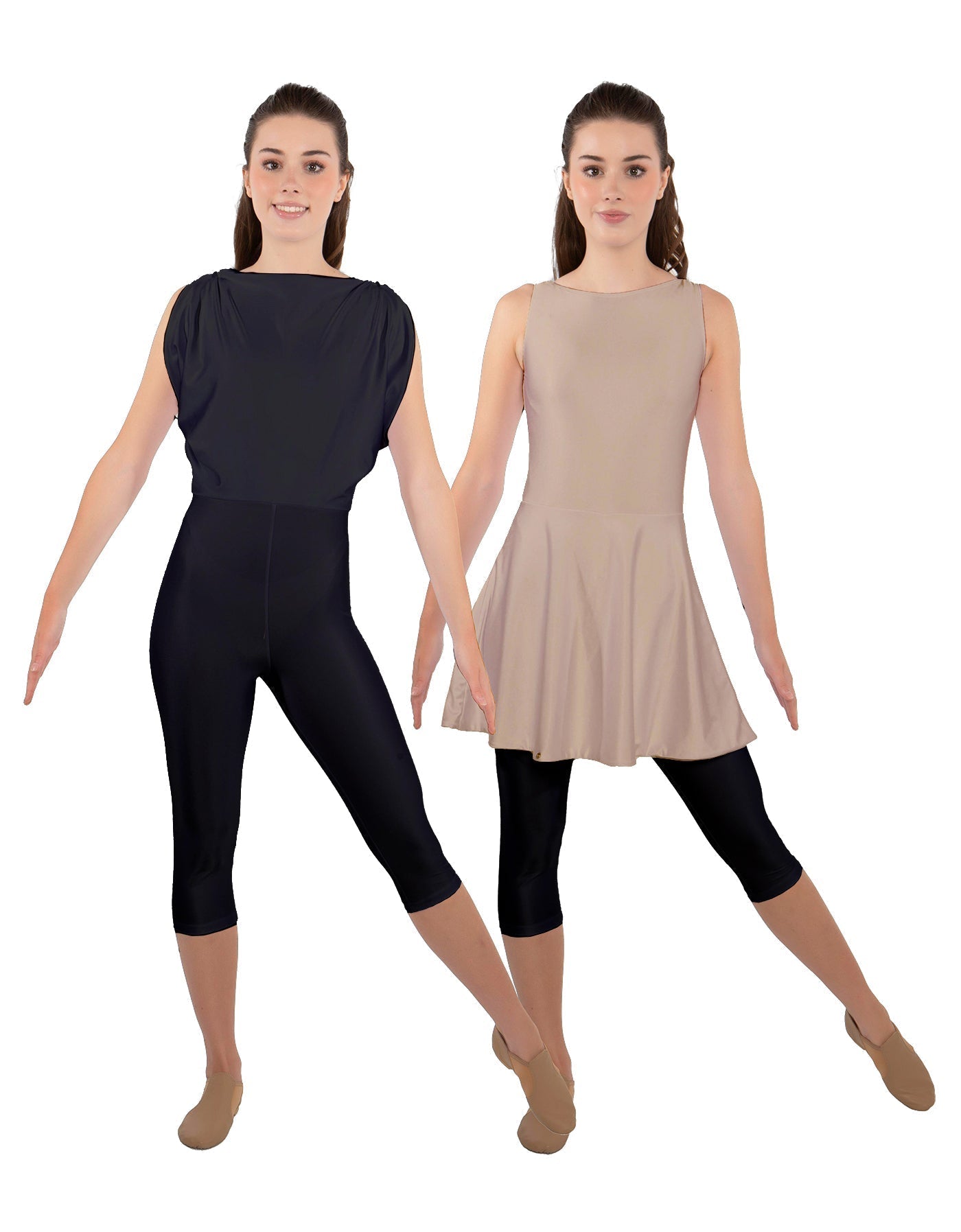 Solid Lycra Convertible Dress Tank Capri